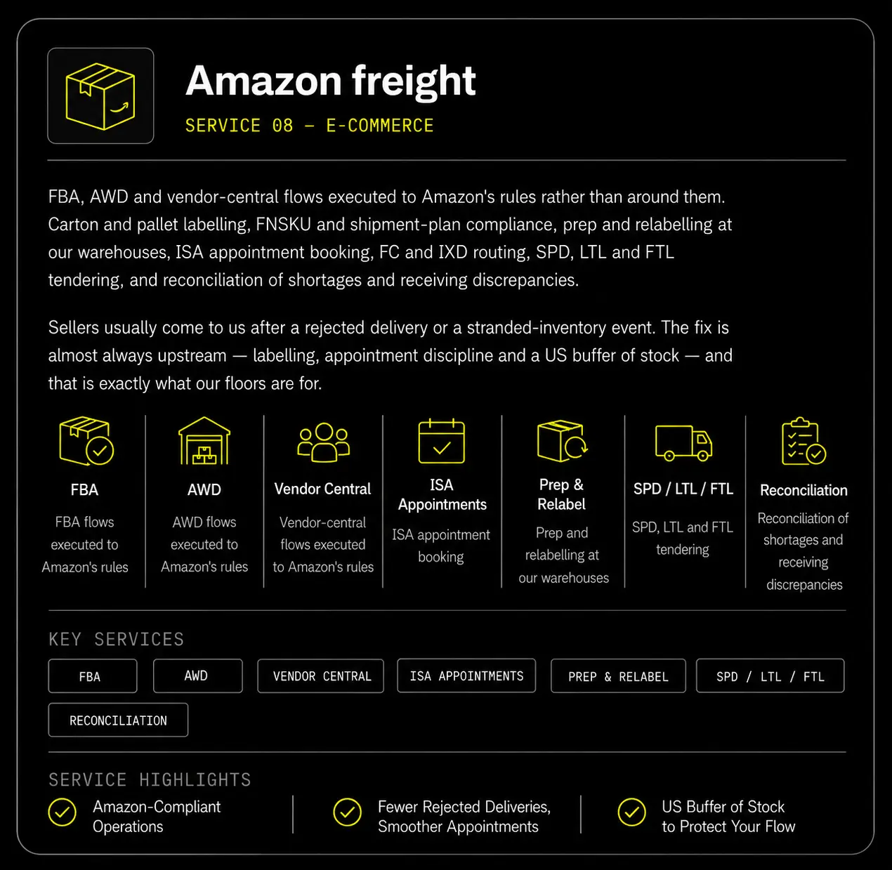 Over-the-road trucking details card
