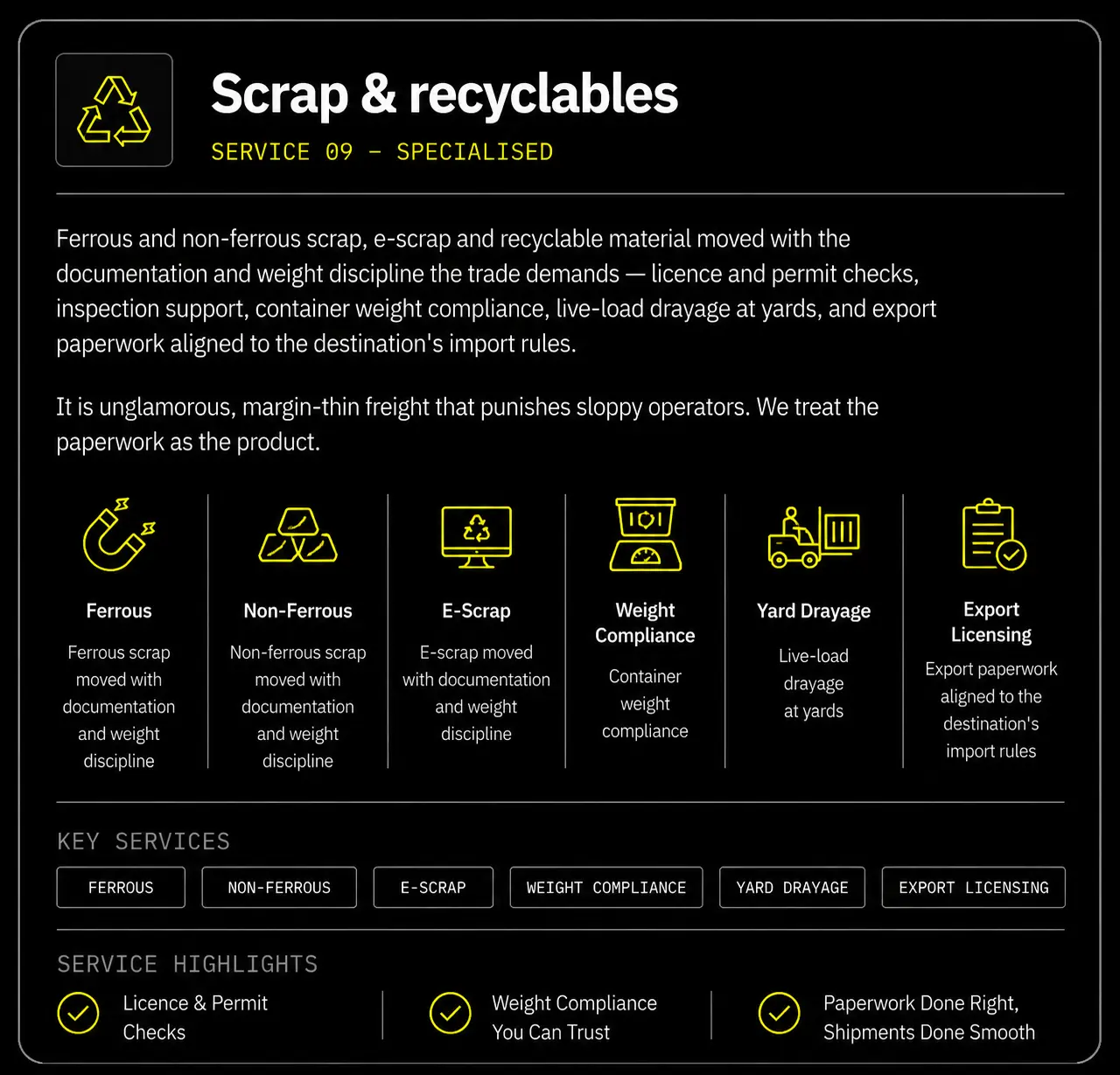 Drayage Services details card